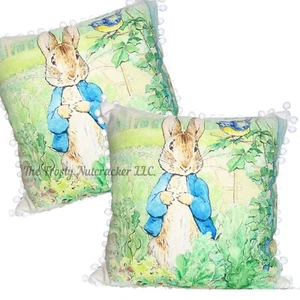Beatrix Potter Peter Rabbit Square Throw Pillows Set Easter Spring Bird - Picture 1 of 3