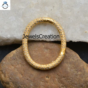Pave Diamond Clasp 925 Sterling Silver Gold Plated Finding Lobster Lock Jewelry - Picture 1 of 5