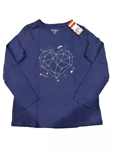 Girls' Long Sleeve Constellation Heart Graphic T-Shirt - Cat & Jack Navy Blue XL - Picture 1 of 2