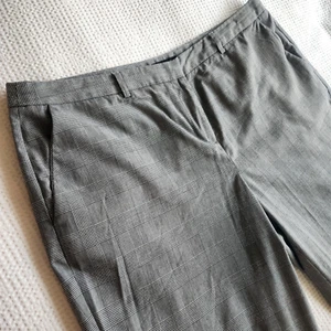 Basque Checkered Trouser Size 16-Pockets Zipper-Pants-Tailored Black White Grey - Picture 1 of 15