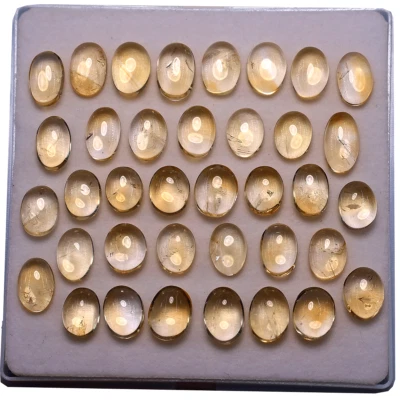 Wholesale 37 Pcs Natural Citrine Untreated 10mm-14mm Oval Cabochon Gemstones Lot - Image 1 of 4
