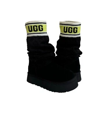 UGG CLÁSICO SUÉTER LETRA CORTO NEGRO PLATAFORMA BOTAS talla US 12 / EU 43 / UK 10 Foto 1 de 4