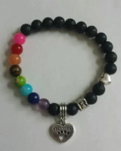 BRACCIALE Personalizzato PET Gatto/Cane MEMORIAL Stampa Zampa Ponte Arcobaleno Nero - Foto 1 di 2