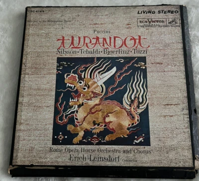 Puccini Turandot Nilsson Tebaldi Tozzi 3 VG- 59 lps box set & 46 p bk shaded dog - Image 1 of 2