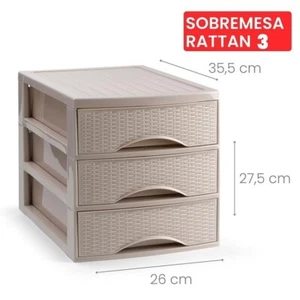 Cassettiera Organizer Effetto Rattan 3 Cassetti Tortora 26 x 35 x 27 cm - Foto 1 di 1