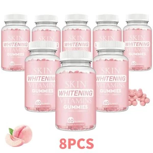8PK Glutathione Remove Dark Spots Biotin Collagen Skin Whitening Gummies 60 Caps - Bild 1 von 12