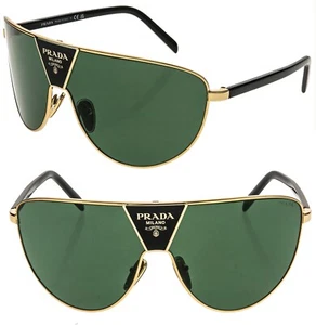 PRADA 69Z PR69ZS Black Green Logo Shield Wrap Mask Runway Unisex Sunglasses - Imagen 1 de 10