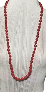 Collana Vintage Monet Finto Cinabro Intagliato Rosso Plastica Perline 35 in VV2551 - Foto 1 di 6