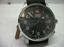 Wenger Swiss military terragraph wrist watch black leather 01.9041.210