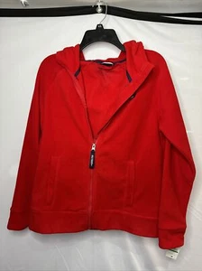 Tommy Hilfiger Sport Red Fleece Jacket With Hood Size Large Size Large - Picture 1 of 6