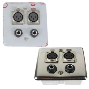 2Pcs Steel Wall Plate Panel 3-Pin Female 6.35MM XLR Stereo Socket for DJ Cables - Picture 1 of 6