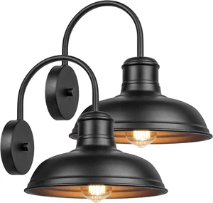 2-Pack Matte Black Outdoor Wall Lights, Modern Farmhouse Porch Wall Light Fixtur - Picture 1 of 7