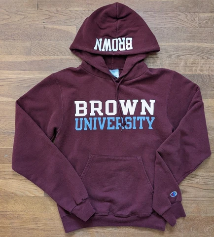 Champion Hoodie Men's Size XS Red Eco Fleece Brown University Pullover Cover