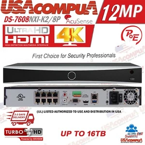 Hikvision 12MP 4K NVR 8CH DS-7608NXI-K2/8P AcuSense Network Recording 2 SATA - Picture 1 of 5