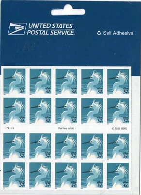 Scott #3830De Snowy Egret w/USPS Microprinting Booklet of 20 Stamps - Sealed - Image 1 of 3