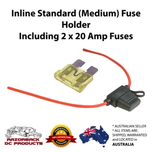 Inline Blade Fuse Holder - 20 AMP Standard - 10 AWG Wire & Free 20 AMP Fuse x 2 - Picture 1 of 7