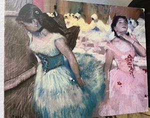 Vintage Ballet Dancers Print on Board Signed 16x20 Impressionist Style - Picture 1 of 5