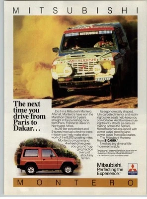 Anuncio impreso coche vintage 1987 rojo Mitsubishi Montero SUV 4x4 revista anuncio  Foto 1 de 4