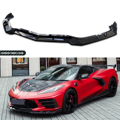 Parachoques delantero divisor de labios estilo fibra de carbono para Chevrolet Corvette C8 2020-2025 Foto 1 de 4