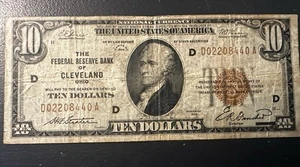 1929 10 dollar National Currency Note Clevland Ohio Fr1860d Very Nice Clean Note - Picture 1 of 8