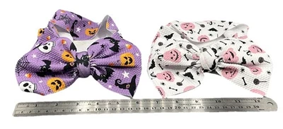 Halloween Headbands SO CUTE NEW Purple & White Pumpkins & Bats & Witches Hat - Image 1 of 4