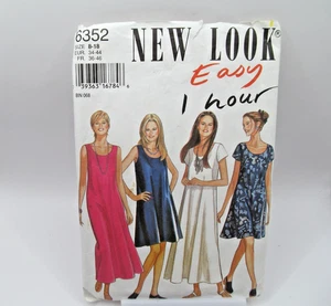 NewLook Sewing Pattern 6352 Short Sleeved Sleeveless Flared Summer Dress Sz 8-18 - Picture 1 of 2