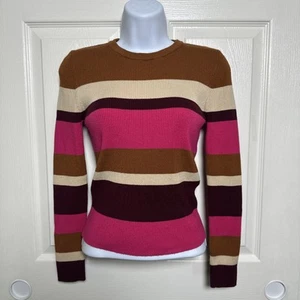 Suéter Zara Tejido Top Para Mujer Mediano Rosa Marrón Rayas Elástico Y2K Colorblock - Imagen 1 de 10