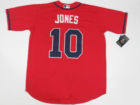 NWT Chipper Jones #10 Atlanta Braves Throwback Reitred Player Jersey Red Cover