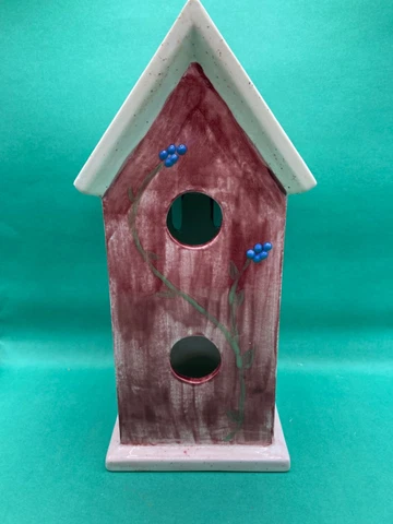Vintage Ceramic Hand Painted Birdhouse Figurine Decoration Only Cover
