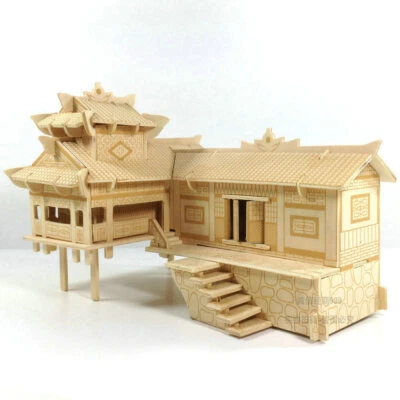 3D Wooden Puzzle House Model DIY Architecture Building Craft Toy Decor - Image 1 of 3