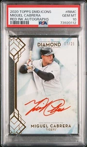 2020 Topps Diamond Icons Miguel Cabrera Red Ink Autographs 17/25 PSA 10 - Picture 1 of 3