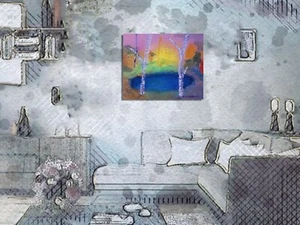 Original 26”x30” Acryl, signiert, abstrakt - Bild 1 von 4