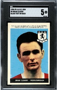 1958 A & BC Footballers #5 Brian Clough Rookie Card RC SGC 5 EX POP1 England - Picture 1 of 2