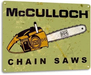 McCulloch Chain Saws Tree Service Garage Retro Auto Wall Decor Metal Tin Sign - Picture 1 of 4