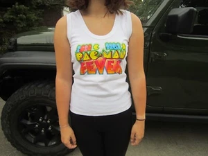 Pac-Man Fever Vintage 1980s White Tank Top Shirt NEW WITH TAG NWT Size Medium M - Picture 1 of 2