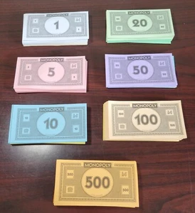 Piezas de repuesto Monopoly Play Money solo dinero de 2 impresiones diferentes - Imagen 1 de 5