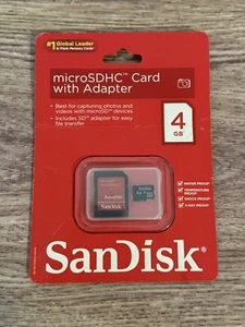 SanDisk SDHC Secure Digital High Capacity Card 4GB Class 4 Camera/Camcorder - Picture 1 of 3