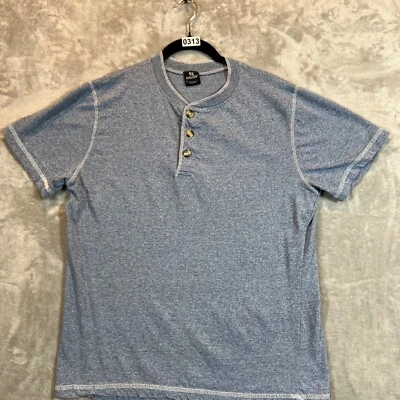 OT Revolution T Shirt Mens Large Blue Henley Contrast Stitch Street Skater - Image 1 of 4