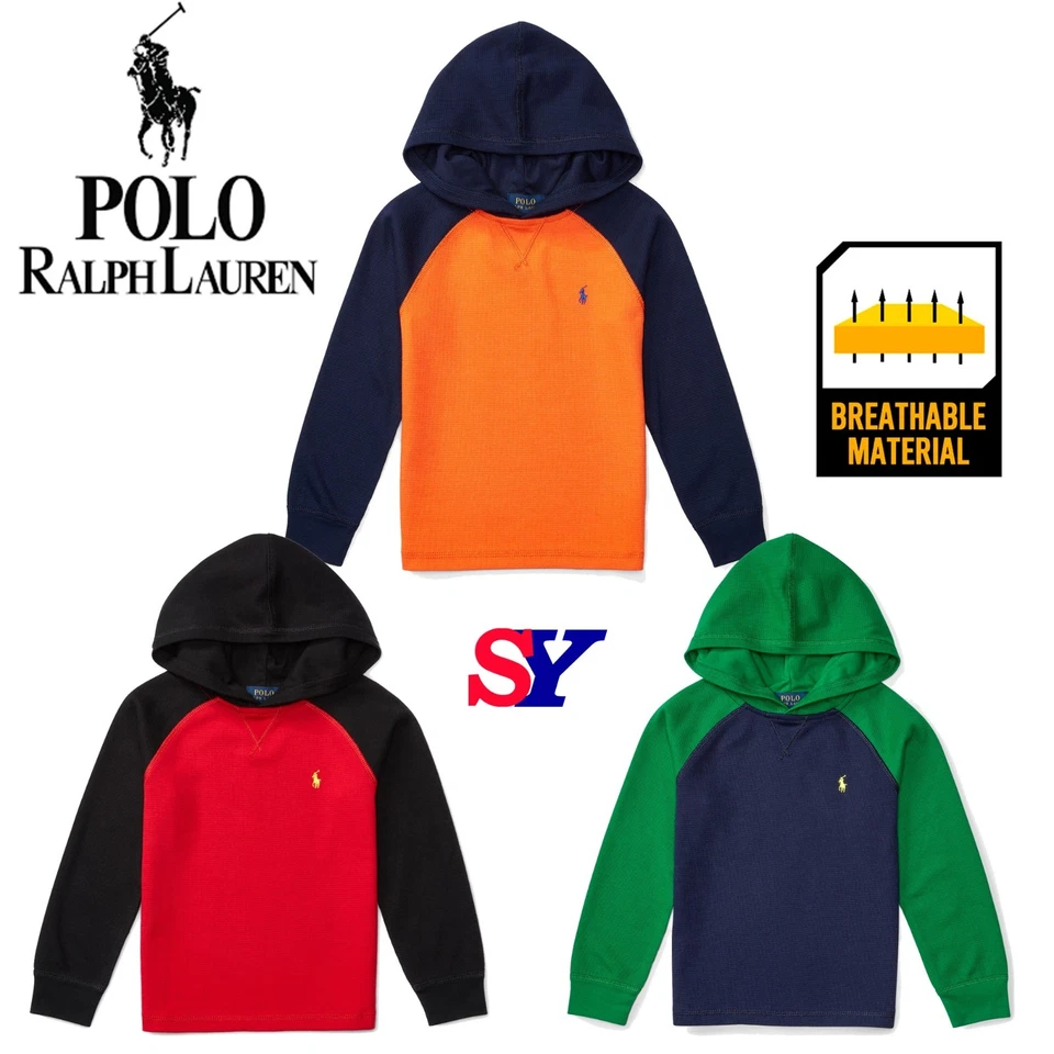 Polo Ralph Lauren Juniors Boy's Girl's Hoodie waffle-knit  Breathable Material - Image 1 of 1