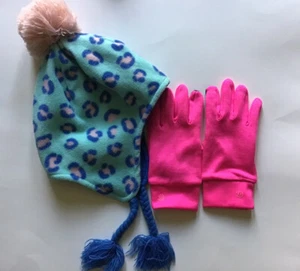 Girls Fleece Earflap Winter Hat Size 4-7 C9 Champion Lightweight Gloves Size 4-7 - Picture 1 of 10