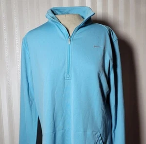 Nike Womens Sz L 12/14 Lt Blue Performance Swoosh Logo Outdoor 1/4 Zip Pullover - Picture 1 of 9