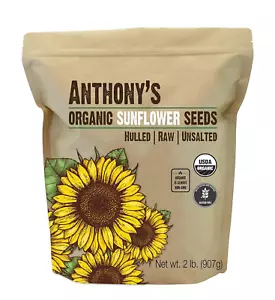 Anthony'S Organic Hulled Sunflower Seeds 2 Lb Raw Unsalted Batch Tested - Picture 1 of 12