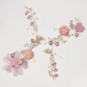 krone pearl haarband braut kopfbedeckung kopfschmuck lila blume diadem - Bild 1 von 14