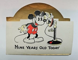 Vintage Disney Mickey Mouse Hall Brothers Hallmark Birthday Greeting Card Nine - Picture 1 of 4