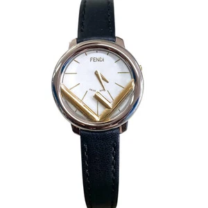 AUTÉNTICO Reloj Fendi Plata Dorado Run Away Correa Negra - Imagen 1 de 7