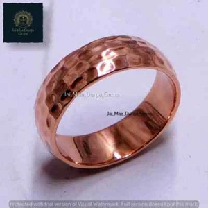 Hammered Copper Band, Wide Smooth Half Round Ring Unisex Men Women Jewelry - Picture 1 of 5