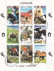 SA Sao Tome and Principe 1995 Horses used sheet - Picture 1 of 1
