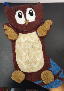 Medias de Navidad Owl Crewel 20" Tejidas Bordadas Lindas Tamaño Completo Hoot Envío Gratis - Imagen 1 de 6