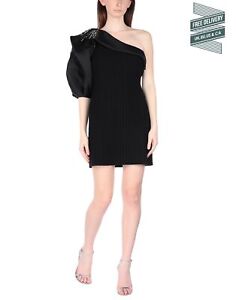RRP €1431 ALBERTA FERRETTI Silk Short Dress US4 UK8 IT40 S Black Made in Italy