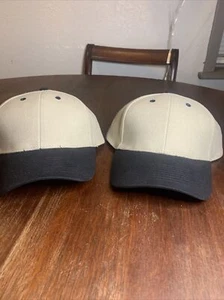 Lot of 2 Nissun Caps Hats Strapback Beige and Black - Picture 1 of 6
